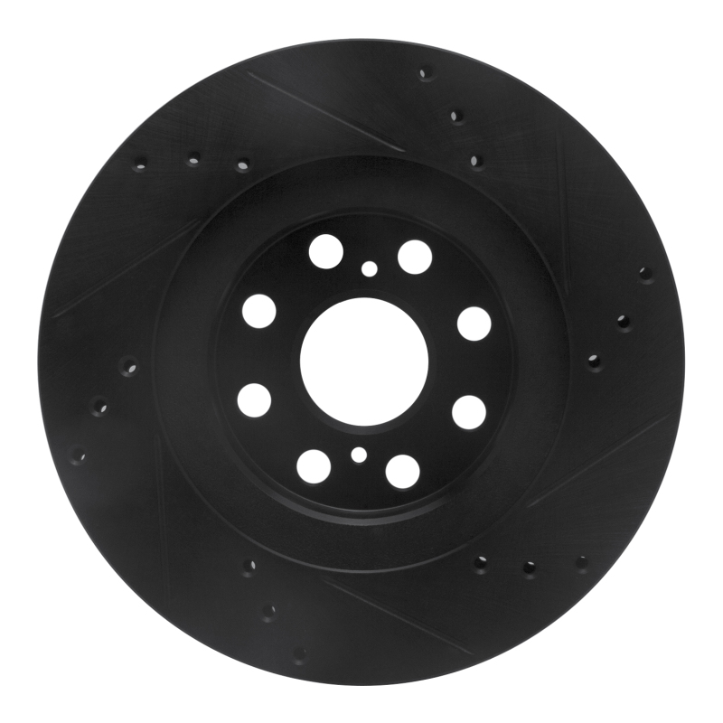 Toyota MR2 Spyder Brake Rotor (1) - Rear Left - R1 Concepts - Drilled & Slotted - Black - `00-`05